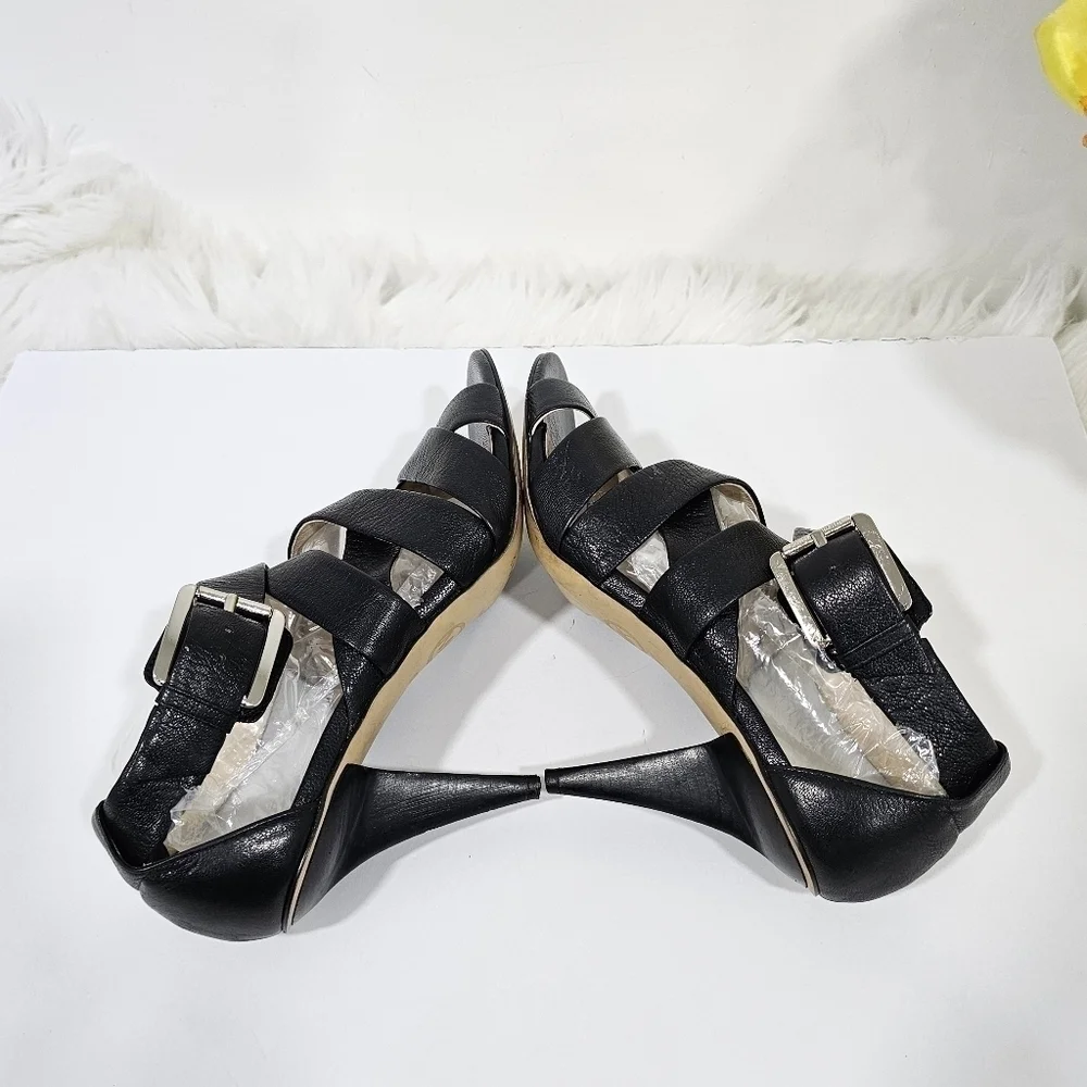 Michael Kors heels black leather size 8M Strappy sandals - Picture 9 of 13